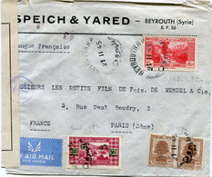 GRAND LIBAN LETTRE PAR AVION CENSUREE DEPART BEYROUTH 21 II 45 POUR LA FRANCE - Cartas & Documentos