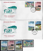 Rwanda 1987 2 First Day Cover FDC + 4 Stamp Complete Series International Year Of Volunteering Cattle Home Education - 1980-1989