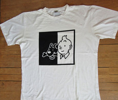 Rare Tintin Tshirt Vintage Noir Et Blanc Années 90 En TBE - Costumi