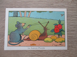 PETITE CARTE ILLUSTRATEUR BENJAMIN RABIER LE LANCE PIERRE  PUBLICITE BLEDINE DOS - Rabier, B.