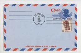USA United States Amérique 1967 Aerogramme Stationery Entier 13c J.F. KENNEDY Topic With Stamp FDC Unused Airmail /ds402 - 1961-80