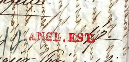 1833 Cachet Encre Rouge « ANGL. EST » LETTRE De Londres En Français Fred. Shore Nodin Pour Augier Fr . à Cognac - 1801-1848: Voorlopers XIX