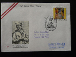 Lettre Premier Vol First Flight Cover Wien --> Tirana Albania AUA Austrian Airlines 1993 Ref 103897 - Cartas & Documentos