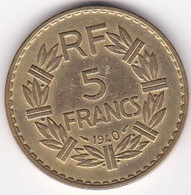 5 Francs Lavrillier 1940, Bronze Aluminium , Gad# 761, TTB - 5 Francs