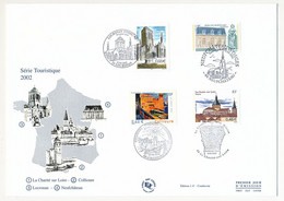 France - Grande Enveloppe FDC Série Touristique 2002 - Locronan - Neufchateau - Collioure - La Charité Sur Loire - Storia Postale