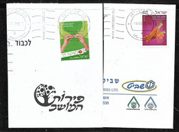 ISRAEL - 2 FRAGMENTOS CON SELLOS - Oblitérés (avec Tabs)