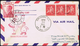 Ireland Airmail 1954 First Flight PAA Chicago-Shannon Plus Return Shannon-Chicago, Combination US+Irish Franking - Airmail