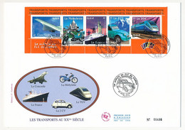 France - FDC - Siècle Fil Du Timbre - Les Transports Au XX° Siècle - Paris ... 23/03/2002 - Brieven En Documenten