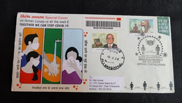 India 2020 Official Cover Registered Addressed COVID-19 ,Coronavirus ,Vaccination, Doctor, Mask, Virus (**) Inde Indien - Storia Postale
