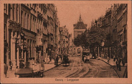! Alte Ansichtskarte Danzig, Gdansk, Langgasse, Tram, Geschäfte - Danzig