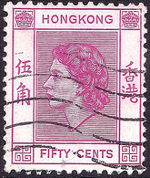 HONG KONG 1954 QEII 50c Reddish Purple SG185 FU - Oblitérés