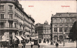 ! Alte Ansichtskarte Wien, Operngasse, Tram, Straßenbahn, Cafe - Wien Mitte