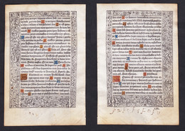 Leaf Of A Book Of Hours Printed On Vellum / Blatt Eines Gedruckten Stundenbuches Auf Pergament / Feuillet D'un - Livres Anciens