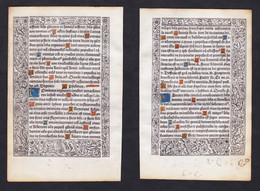 Leaf Of A Book Of Hours Printed On Vellum / Blatt Eines Gedruckten Stundenbuches Auf Pergament / Feuillet D'un - Old Books