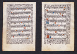 Leaf Of A Book Of Hours Printed On Vellum / Blatt Eines Gedruckten Stundenbuches Auf Pergament / Feuillet D'un - Livres Anciens