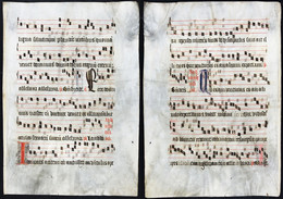 Seltenes, Sehr Großes Original Pergament-Blatt Aus Einer Antiphonar-Handschrift Des 15. Jahrhunderts / Very Ra - Theater & Drehbücher