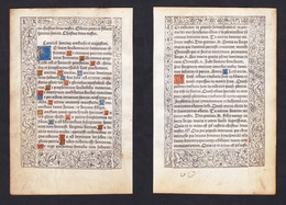 Leaf Of A Book Of Hours Printed On Vellum / Blatt Eines Gedruckten Stundenbuches Auf Pergament / Feuillet D'un - Livres Anciens