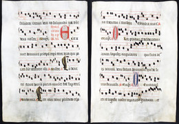 Seltenes, Sehr Großes Original Pergament-Blatt Aus Einer Antiphonar-Handschrift Des 15. Jahrhunderts / Very Ra - Theater & Drehbücher