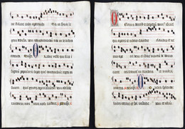 Seltenes, Sehr Großes Original Pergament-Blatt Aus Einer Antiphonar-Handschrift Des 15. Jahrhunderts / Very Ra - Theatre & Scripts