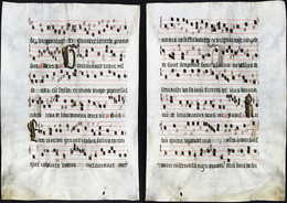 Seltenes, Sehr Großes Original Pergament-Blatt Aus Einer Antiphonar-Handschrift Des 15. Jahrhunderts / Very Ra - Theater & Scripts