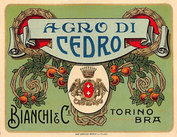 014258 "TORINO - BRA - BIANCHI & C. - AGRO DI CEDRO" ETICH. I QUARTO XX SEC. - Alcohols & Spirits