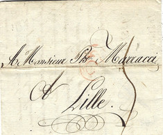 1792-  Lettre En Port Du De GAND , Marque G Rouge   Taxe 5 Sous Pour Lille - 1790-1794 (Oostenrijkse Revolutie En Franse Inval)