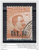 REGNO:  1921  B.L.P. IN  SOPRASTAMPA  -  20 C. ARANCIO  US. -  SASS. 2 - BM Für Werbepost (BLP)