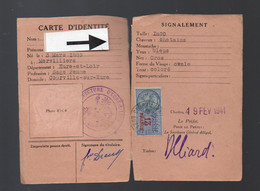 Courville Sur Eure (Eure Et Loir) Carte D'identité 1941 Avec Timbre Fiscal 13fr.(nom Caché, Photo Arrachée) (PPP37924) - Storia Postale