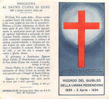 014276 "BOLOGNA - SACRO CUORE DI GESU' - PER ACQUISTARE IL SANTO GIUBILEO - 2 APRILE 1933/1934" PUBBL - Pubblicitari