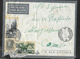 ETIOPIA - ANNULLO DC " DESSIE'*24.9.39* AMARA" (p.6) SU BUSTA VIA AEREA  PER COSENZA - Ethiopia