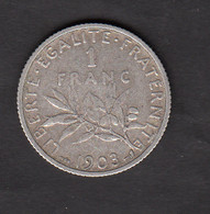 1 Franc Semeuse Argent 1903 - H. 1 Franc
