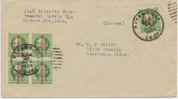 KUBA 1934 Sonder-Ah.-Ausgabe Revolution (Viererblock U. Einzelmarke) Extrem Selt. MeF M. Selt.Duplex-Stpl. "BAYAMO.OTE." - Cartas & Documentos