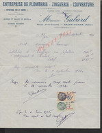 FACTURE DE 1934 SUR TIMBRE FISCAUX MAURICE GABARD PLOMBERIE ECT À SAINT YORRE ( ALLIER ) : - Covers & Documents