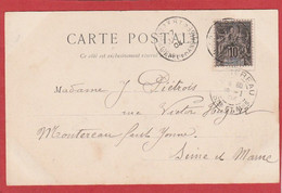 Guinée Française N°5 (YT) Cachet De Conakry 1904 Sur Carte Postale Vers Montereau Fault Yonne - Cartas & Documentos