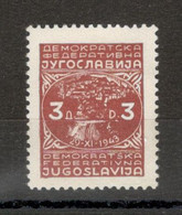 YUGOSLAVIA - MNH STAMP, 3d - Mi.No. 475yb - 1945. - Nuevos