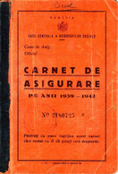 Romania, 1939, Social Insurance Member Card - Revenue Fiscal Stamps / Cinderellas - Fiscali