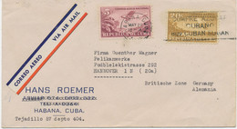 KUBA 1946, Int. MiF Flp.-Ausg. Für Den Auslandsverkehr 20 C M. 5 C Für Den Inlandsverkehr "HABANA - HANNOVER", Pra. - Aéreo