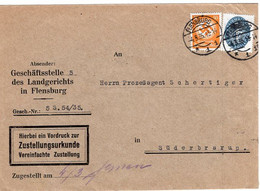 52962 - Deutsches Reich - 1935 - 50Pfg Hakenkreuz MiF A ZU-Bf V LG Flensburg FLENSBURG -> Suederbrarup - Dienstzegels