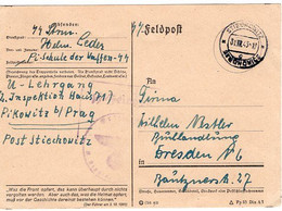 52976 - Deutsches Reich / B&M - 1943 - SS-FpKte V Waffen-SS-PiSchule STIECHOWITZ -> Dresden - Covers & Documents