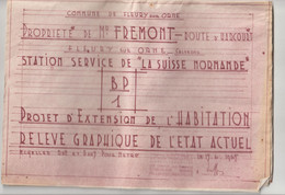 Vieux  Papier : Calvados : FLEURY Sur ORNE Prés  Caen : PLAN Station Service , Route D'  Harcourt - Autres Plans