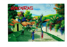 Cpm - Honduras - ILLUSTRATION Pedro TRIMINIO - Scène De Vie Femme Homme âne Poule Fleurs - Honduras