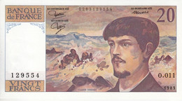 20 FRANCS DEBUSSY - TYPE 1980 - O.011 N° 129554 ANNÉE 1983 - VOIR SCAN - 20 F 1980-1997 ''Debussy''