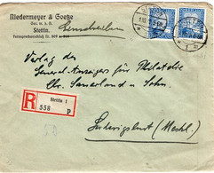 53009 - Deutsches Reich - 1925 - 2@20Pfg Rheinland A R-Bf STETTIN -> LUDWIGSLUST - Briefe U. Dokumente
