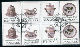 DENMARK 1990 Royal Danish Porcelain Two Strips In Block Used..   Michel 977-80 - Usati