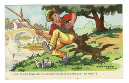 CPA Illustrator Illustrateur Humour Jean Chaperon Peche Pecheur Visvangst Visser Fishing Chien Dog Hond Hund - Chaperon, Jean