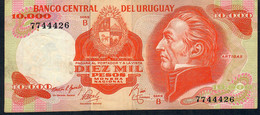 URUGUAY P53b 10000 Or 10.000 PESOS  1979 Serie B  7 Digits    VF NO P.h. - Uruguay