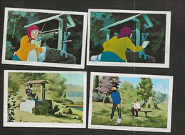 Chromo Vignette Image < " TINTIN ET LE LAC AUX REQUINS " ( Lot De 4 ) N° 40 41 47 50  <  Raymond Leblanc 1973 - Tintin