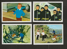 Chromo Vignette Image < " TINTIN ET LE LAC AUX REQUINS " ( Lot De 4 ) N° 52 56 57 59  <  Raymond Leblanc 1973 - Tintin