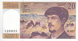 20 FRANCS DEBUSSY - TYPE 1980 A FIL - H.027 N° 120955 ANNÉE 1990 NEUF - VOIR SCAN - 20 F 1980-1997 ''Debussy''