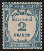 France Timbres-Taxe N°61, 2fr Bleu, Neuf * Avec Charnière COTE 100€ - TB - 1859-1959 Nuovi